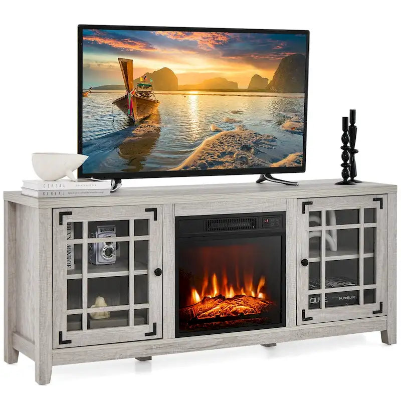 Mueble de TV con chimenea eléctrica de 58 pulgadas para televisores de hasta 65 pulgadas