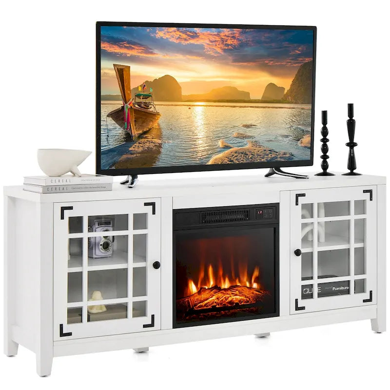 Mueble de TV con chimenea eléctrica de 58 pulgadas para televisores de hasta 65 pulgadas