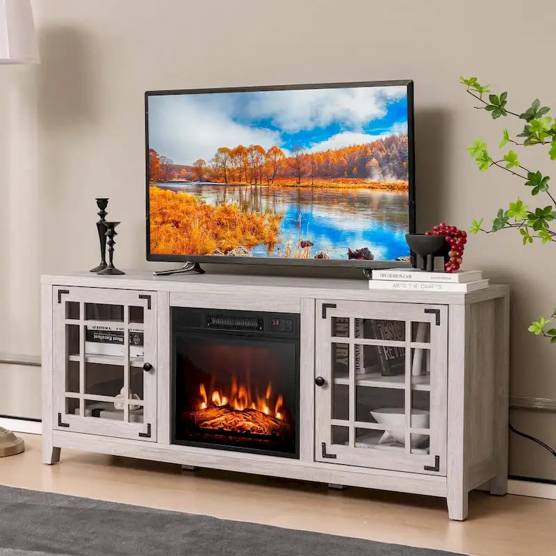 Mueble de TV con chimenea eléctrica de 58 pulgadas para televisores de hasta 65 pulgadas