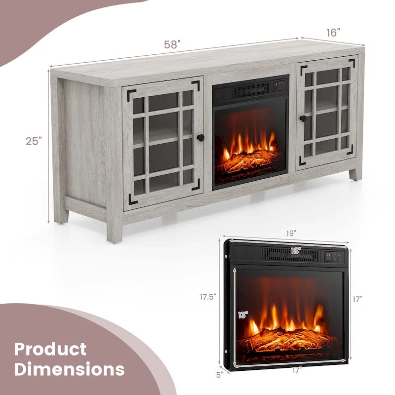 Mueble de TV con chimenea eléctrica de 58 pulgadas para televisores de hasta 65 pulgadas