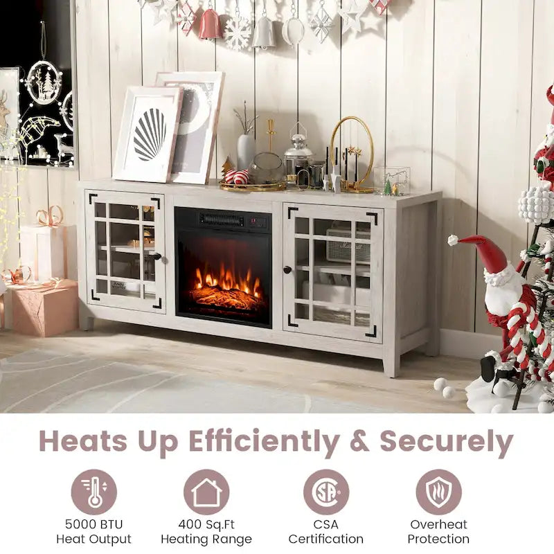 Mueble de TV con chimenea eléctrica de 58 pulgadas para televisores de hasta 65 pulgadas