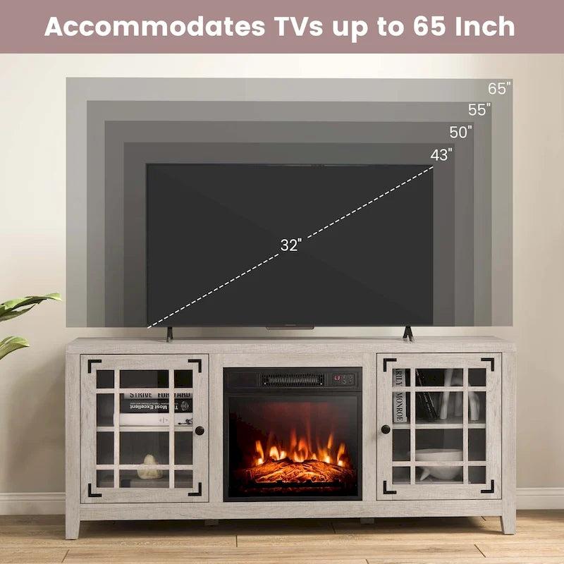 Mueble de TV con chimenea eléctrica de 58 pulgadas para televisores de hasta 65 pulgadas