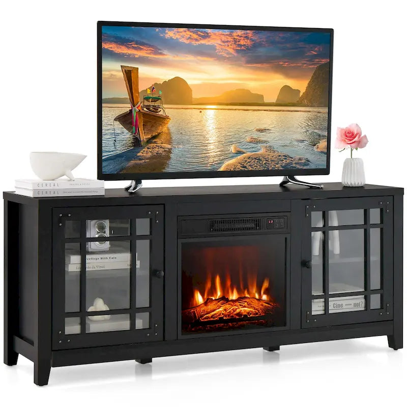 Mueble de TV con chimenea eléctrica de 58 pulgadas para televisores de hasta 65 pulgadas