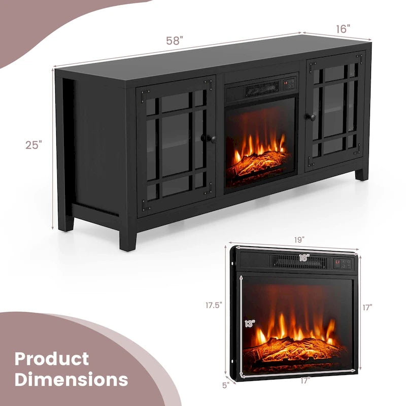 Mueble de TV con chimenea eléctrica de 58 pulgadas para televisores de hasta 65 pulgadas