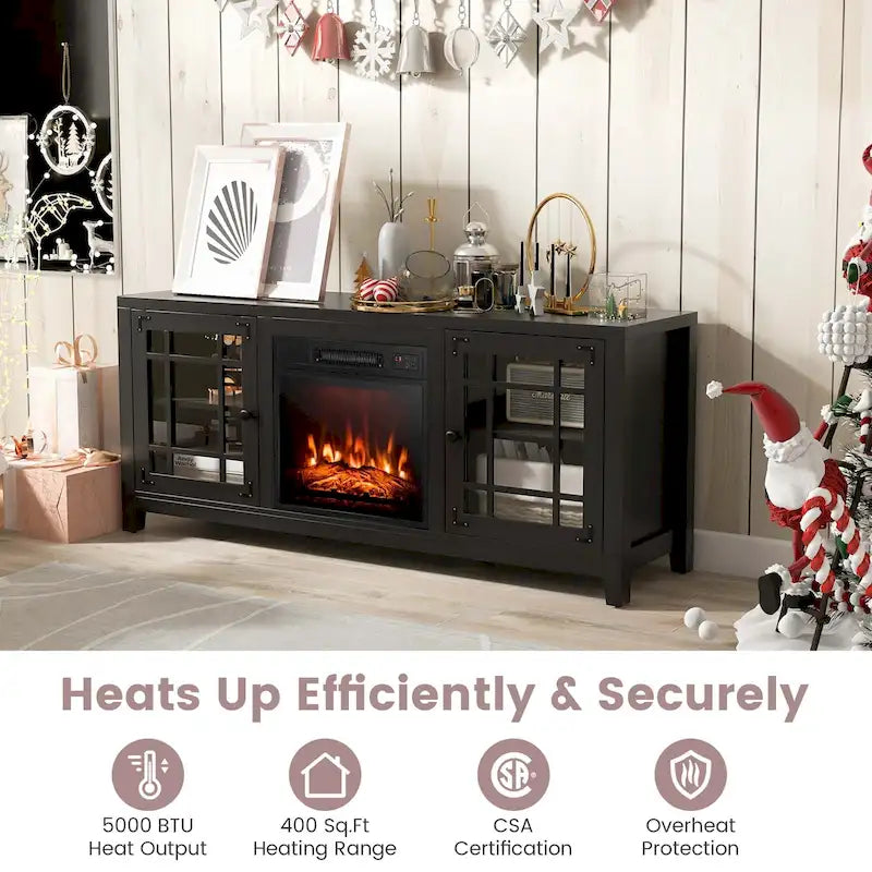 Mueble de TV con chimenea eléctrica de 58 pulgadas para televisores de hasta 65 pulgadas