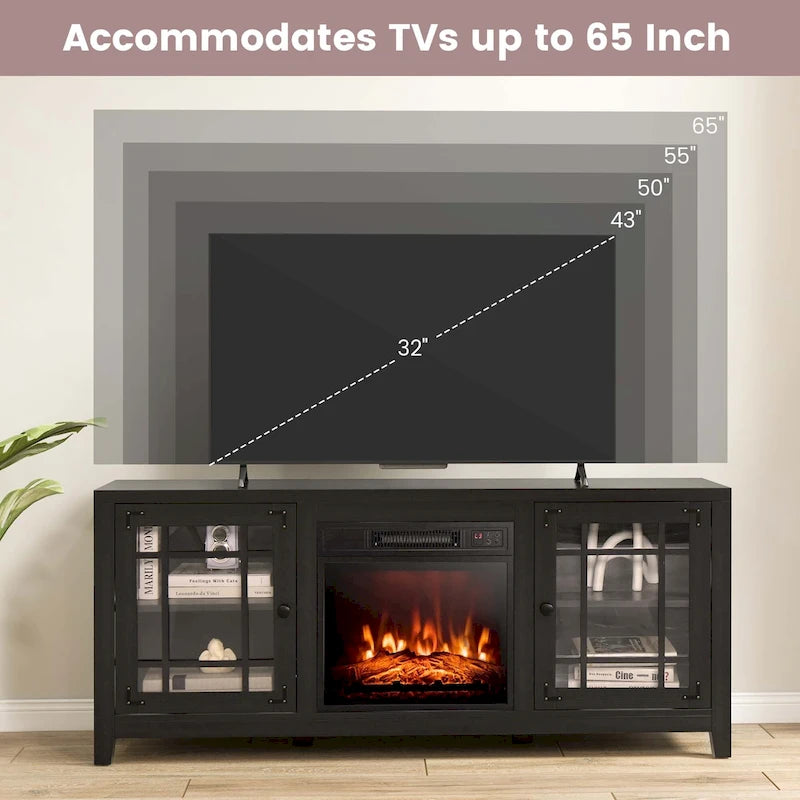 Mueble de TV con chimenea eléctrica de 58 pulgadas para televisores de hasta 65 pulgadas