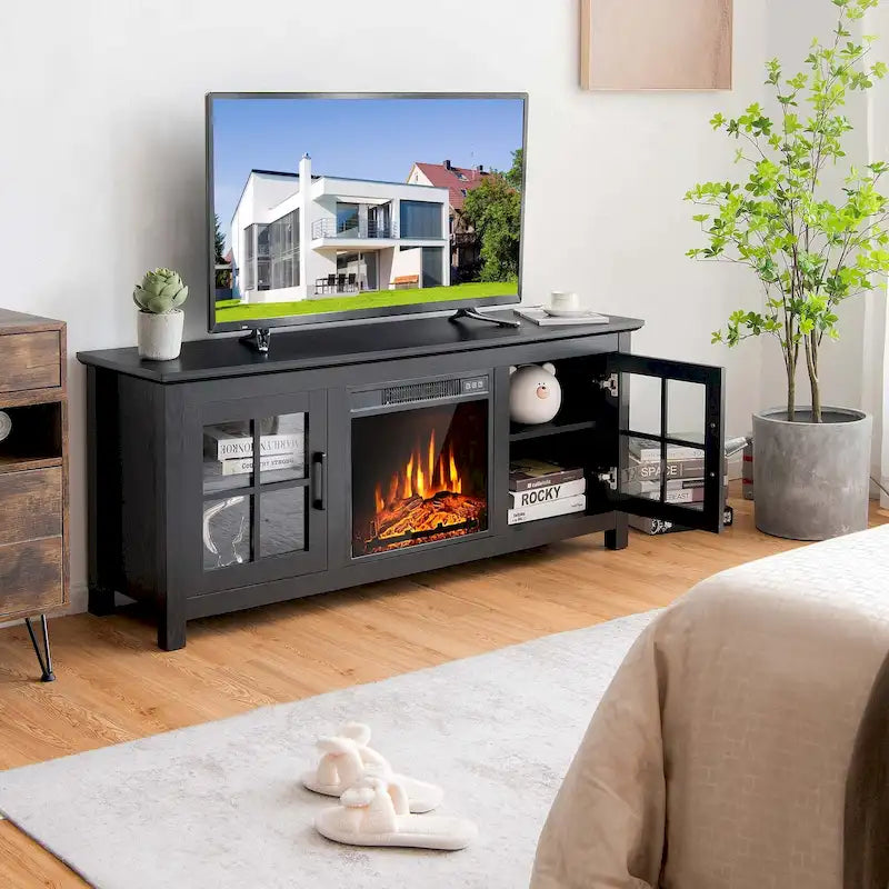 Mueble de TV con chimenea eléctrica de 58 pulgadas para televisores de hasta 65 pulgadas