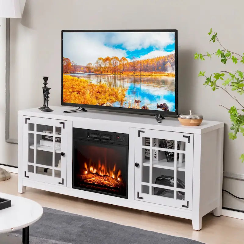 Mueble de TV con chimenea eléctrica de 58 pulgadas para televisores de hasta 65 pulgadas