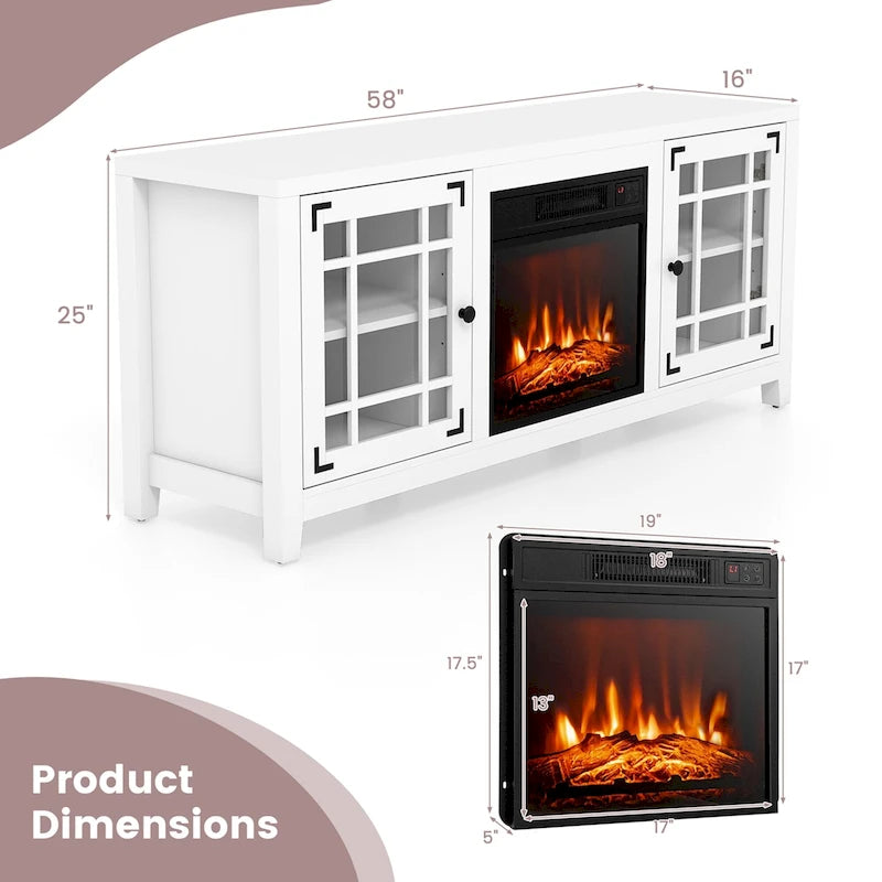 Mueble de TV con chimenea eléctrica de 58 pulgadas para televisores de hasta 65 pulgadas