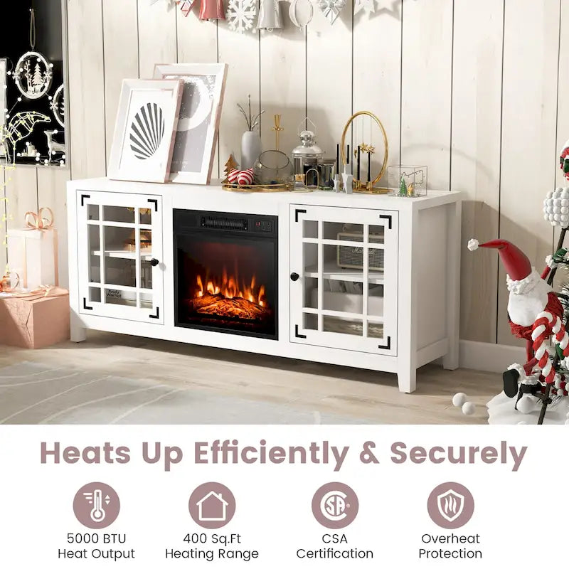 Mueble de TV con chimenea eléctrica de 58 pulgadas para televisores de hasta 65 pulgadas