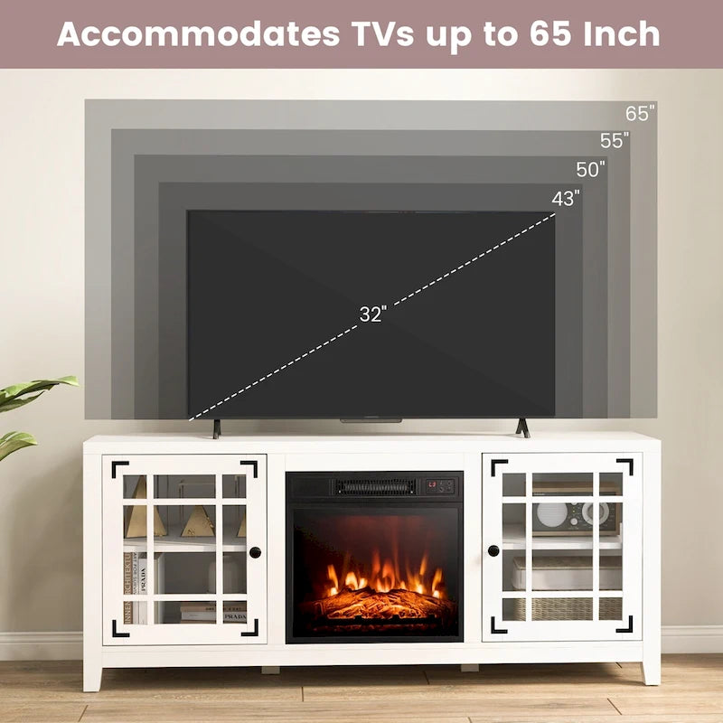 Mueble de TV con chimenea eléctrica de 58 pulgadas para televisores de hasta 65 pulgadas