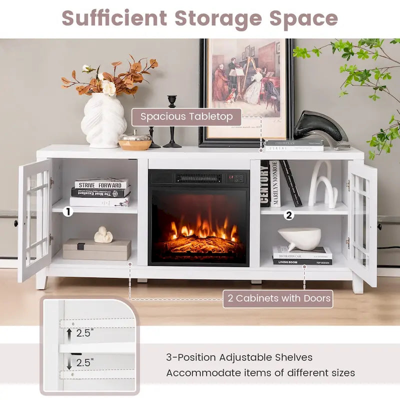 Mueble de TV con chimenea eléctrica de 58 pulgadas para televisores de hasta 65 pulgadas
