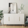 Buffetschrank mit dekorativen Lamellentüren, Sideboard aus Holz mit Metallgriffen, Aufbewahrungsschrank mit verstellbaren Einlegeböden