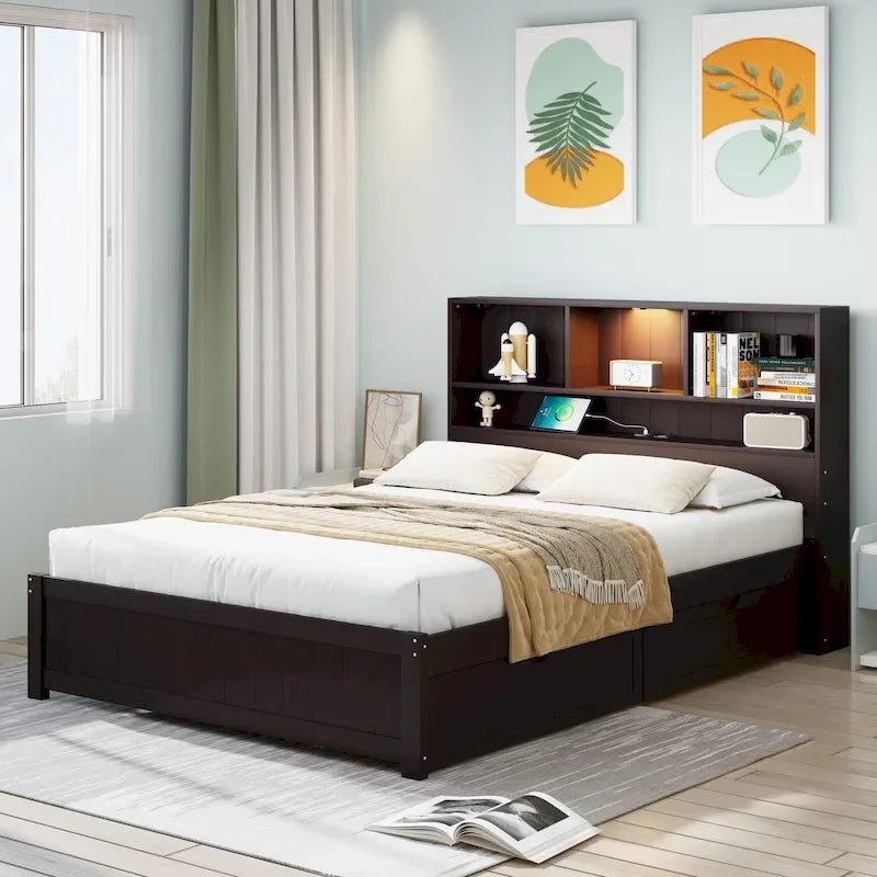 Upholstered Storage Platform Bed with Hydraulic Lift – Queen or King Size