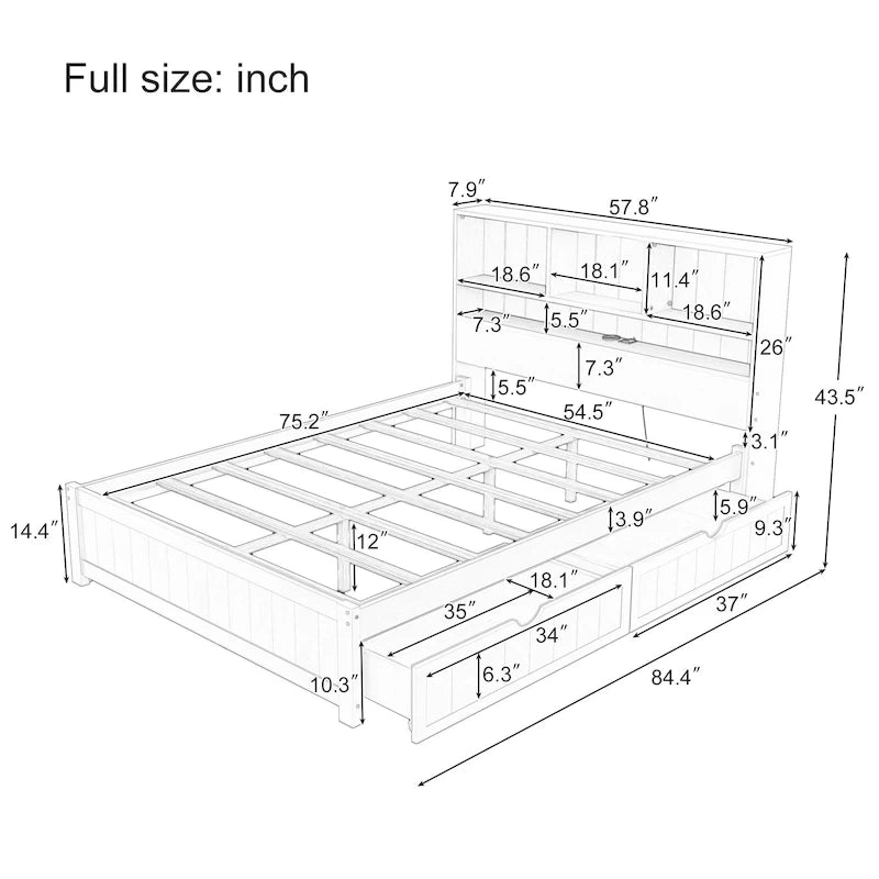 Upholstered Storage Platform Bed with Hydraulic Lift – Queen or King Size