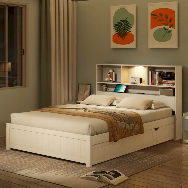 Upholstered Storage Platform Bed with Hydraulic Lift – Queen or King Size