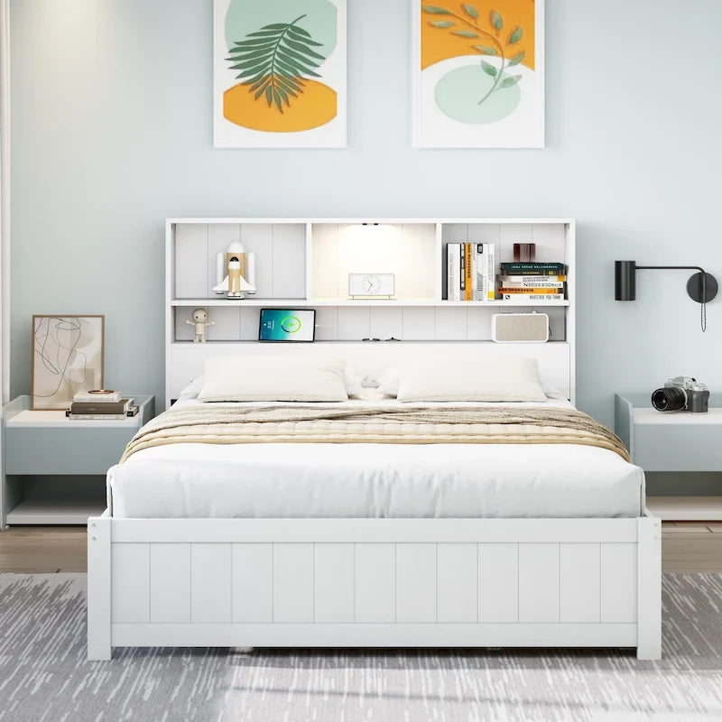 Upholstered Storage Platform Bed with Hydraulic Lift – Queen or King Size