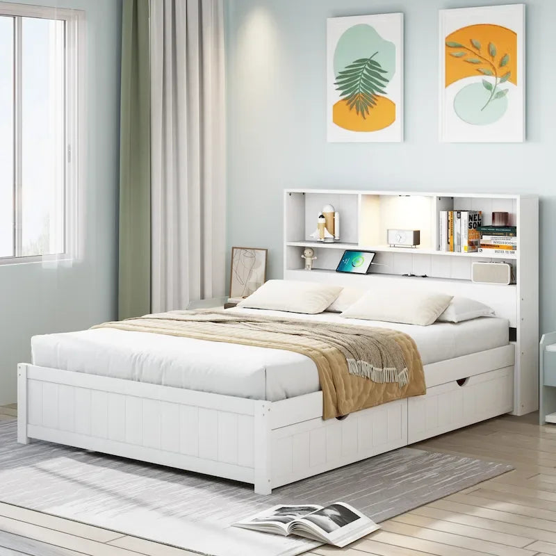 Upholstered Storage Platform Bed with Hydraulic Lift – Queen or King Size