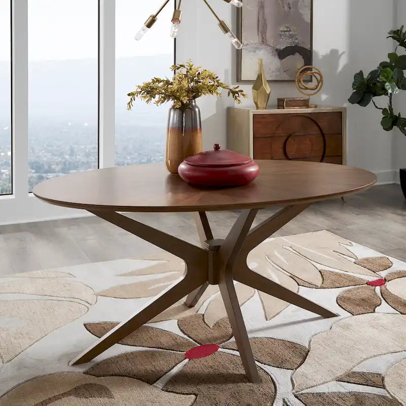 Ovaler Esstisch im Mid-Century-Modern-Stil mit Walnussholz-Finish