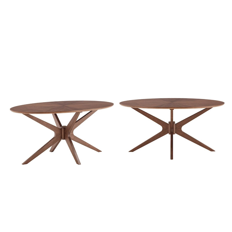 Ovaler Esstisch im Mid-Century-Modern-Stil mit Walnussholz-Finish