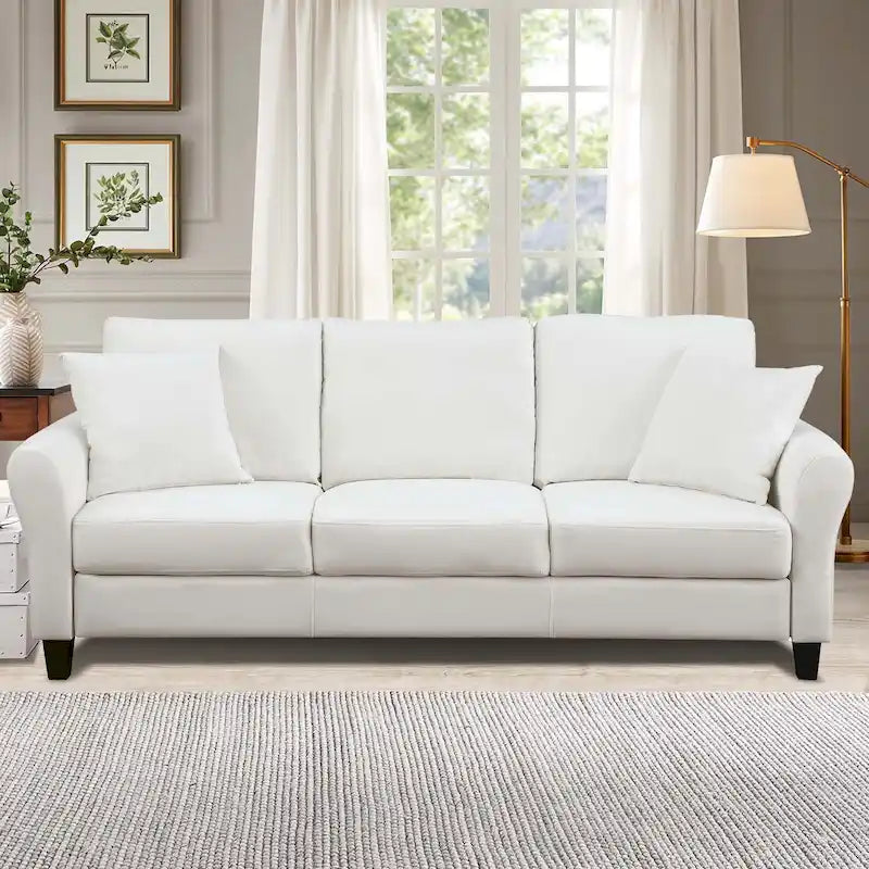 Sofá de terciopelo de 3 plazas con cojines de espuma y 2 cojines decorativos