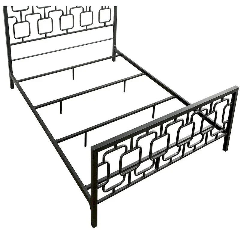 Industrial Metal Platform Bed with Headboard – Full, Queen or King Size