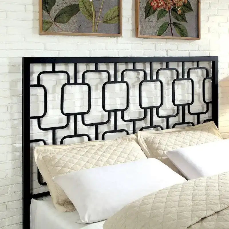 Industrial Metal Platform Bed with Headboard – Full, Queen or King Size