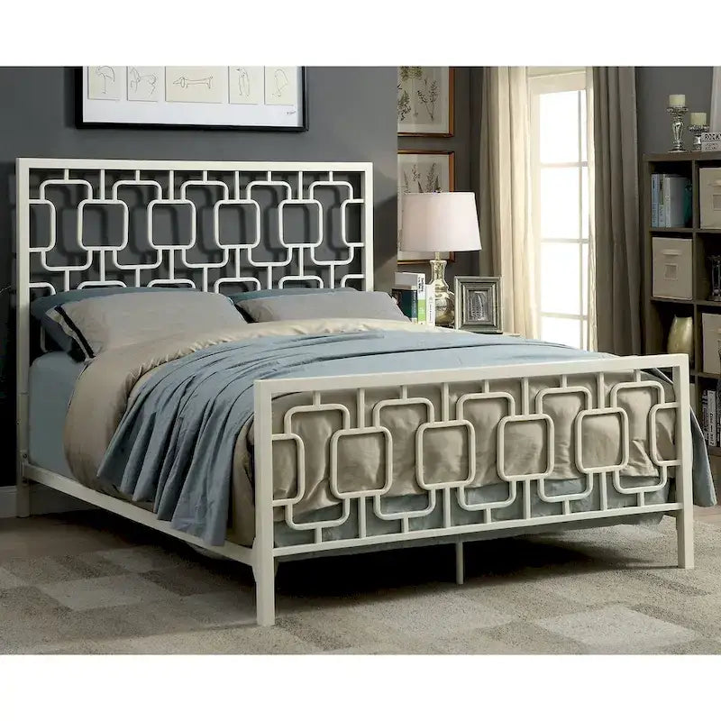 Industrial Metal Platform Bed with Headboard – Full, Queen or King Size