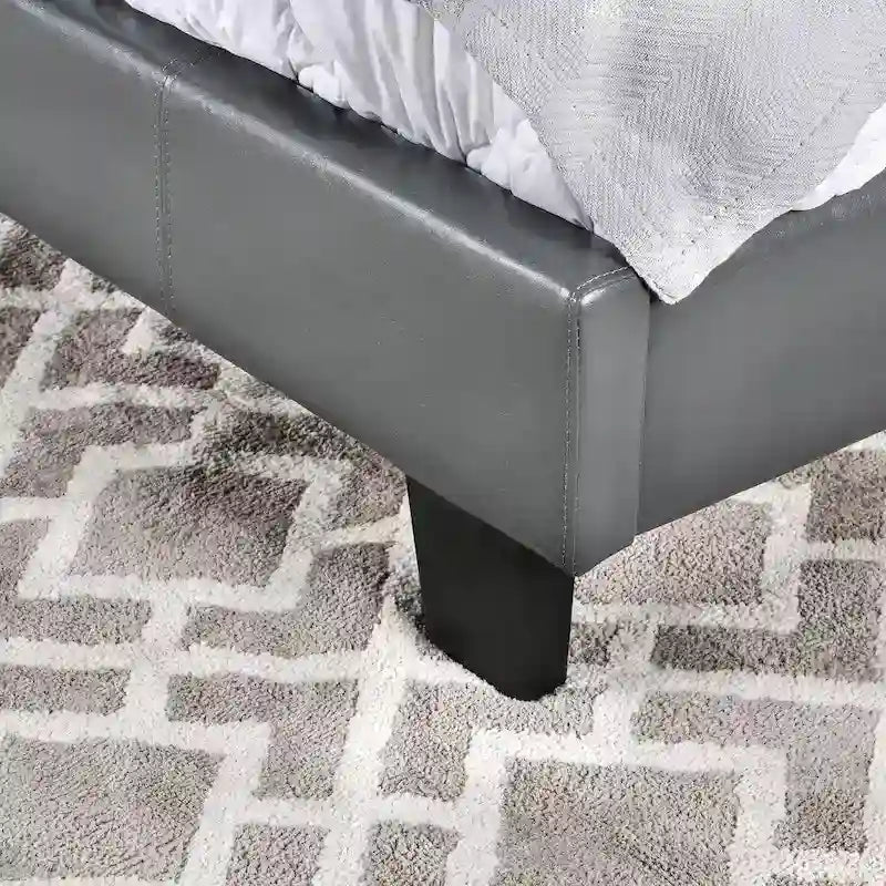 Cama tipo plataforma California king con cabecero tapizado – no necesita base de resortes