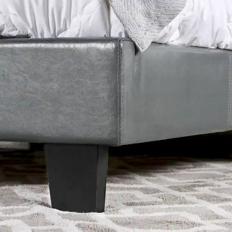 Cama tipo plataforma California king con cabecero tapizado – no necesita base de resortes