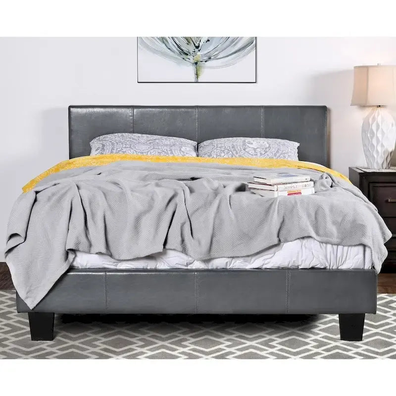 Cama tipo plataforma California king con cabecero tapizado – no necesita base de resortes