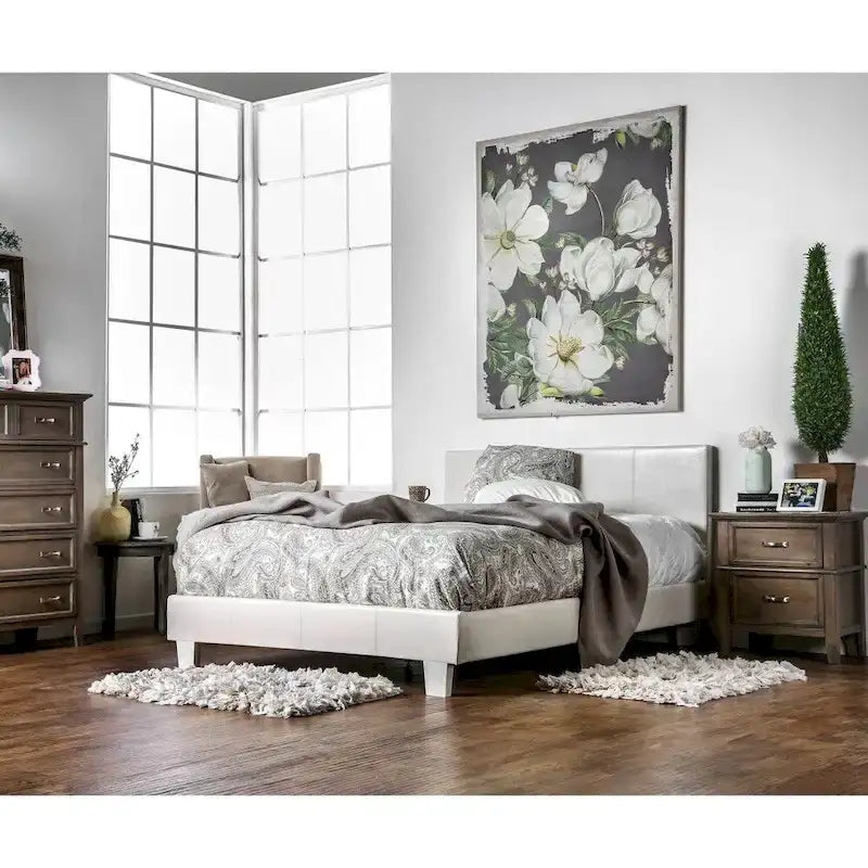 Cama tipo plataforma California king con cabecero tapizado – no necesita base de resortes