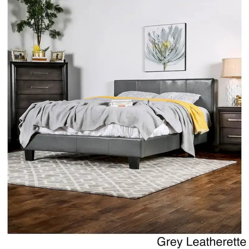 Cama tipo plataforma California king con cabecero tapizado – no necesita base de resortes