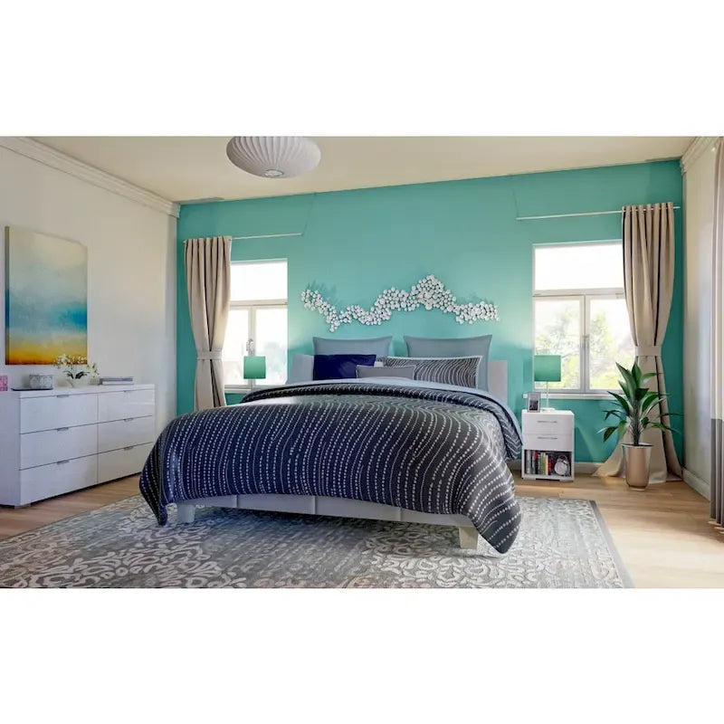 Cama tipo plataforma California king con cabecero tapizado – no necesita base de resortes