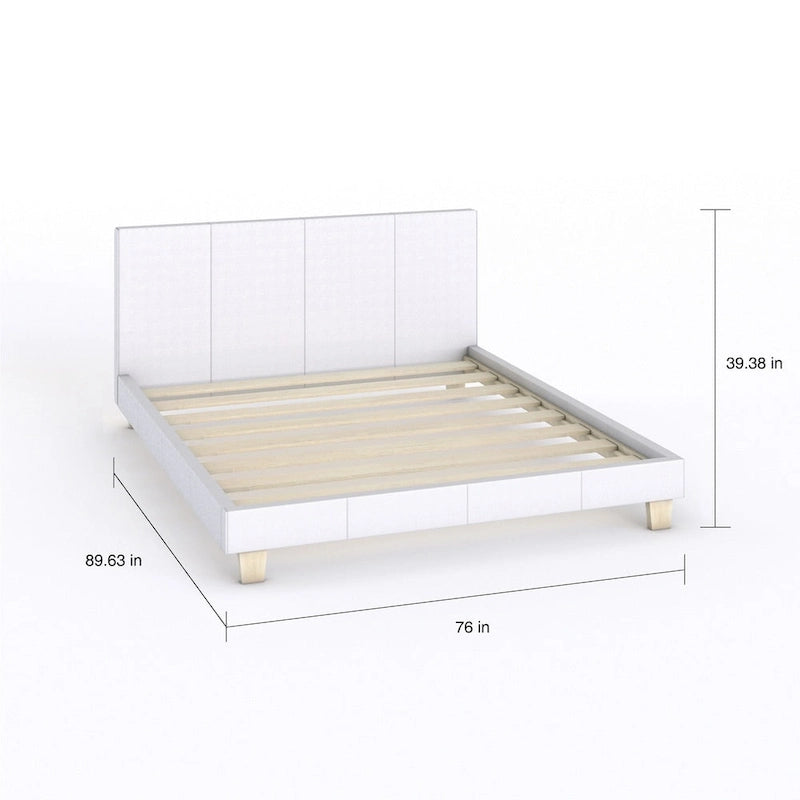 Cama tipo plataforma California king con cabecero tapizado – no necesita base de resortes
