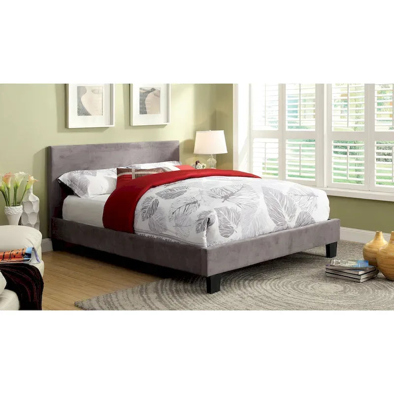 Cama tipo plataforma California king con cabecero tapizado – no necesita base de resortes