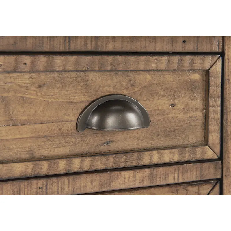 Tavolino laterale in legno massello di pino con prese elettriche nascoste