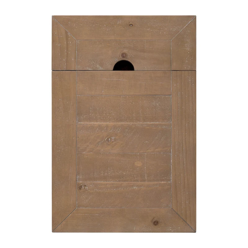 Tavolino laterale in legno massello di pino con prese elettriche nascoste