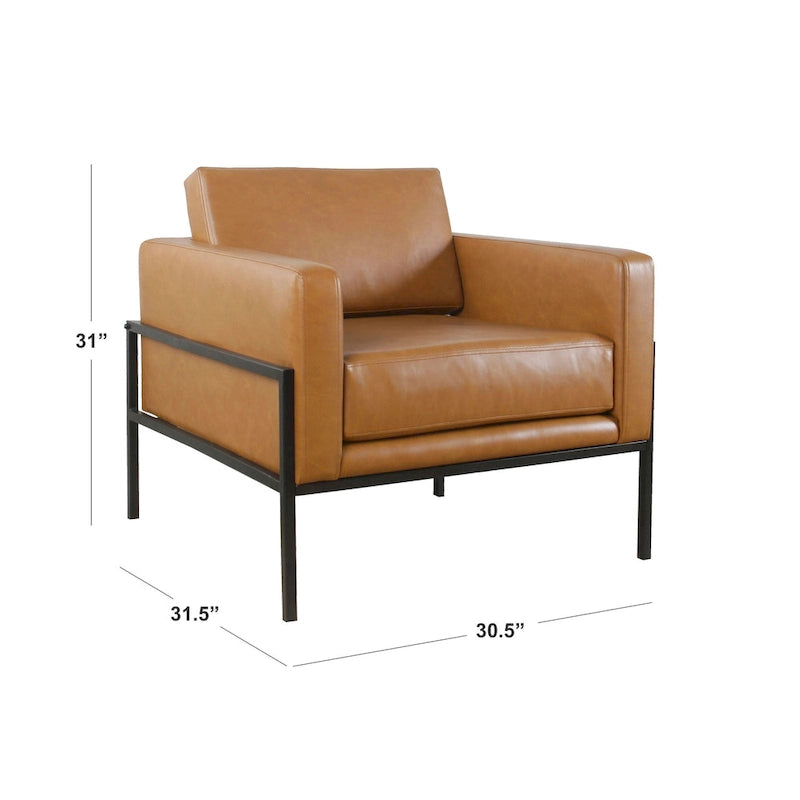 Moderner gepolsterter Clubsessel mit mattschwarzem Metallgestell