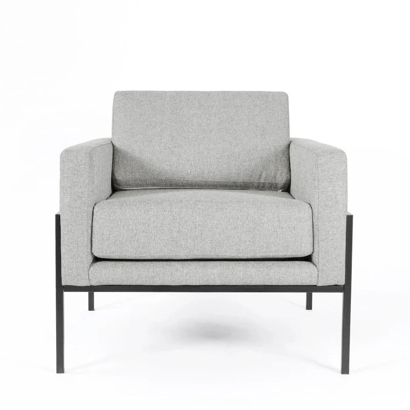 Moderner gepolsterter Clubsessel mit mattschwarzem Metallgestell