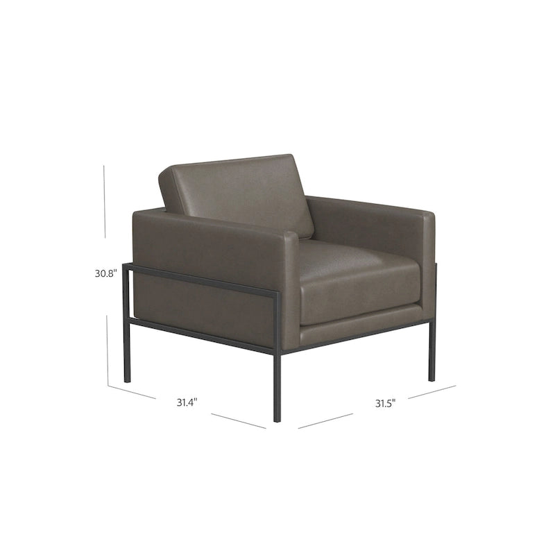 Moderner gepolsterter Clubsessel mit mattschwarzem Metallgestell