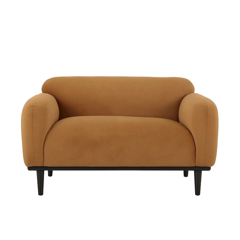 Divanetto in tessuto con braccioli imbottiti effetto pillow top – divano a 2 posti