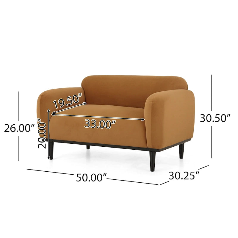 Divanetto in tessuto con braccioli imbottiti effetto pillow top – divano a 2 posti