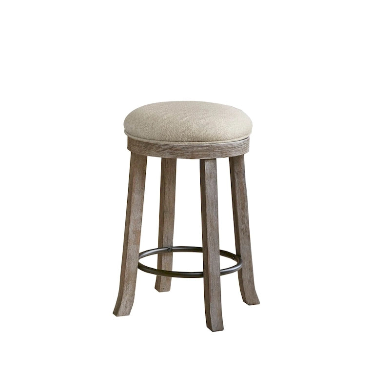 Taburete giratorio de mostrador con asiento tapizado y base de madera