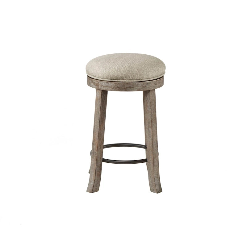 Taburete giratorio de mostrador con asiento tapizado y base de madera