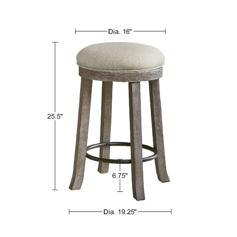Taburete giratorio de mostrador con asiento tapizado y base de madera