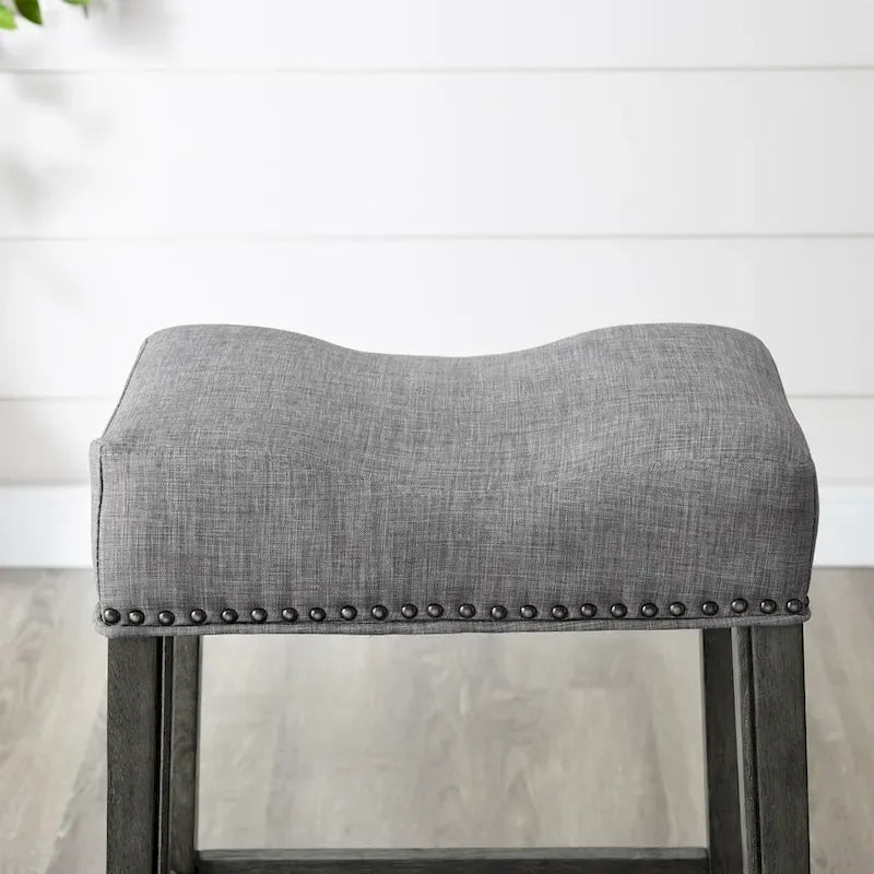 Backless Saddle Seat Counter Stools with A-Frame Wood Base – 2 Piece