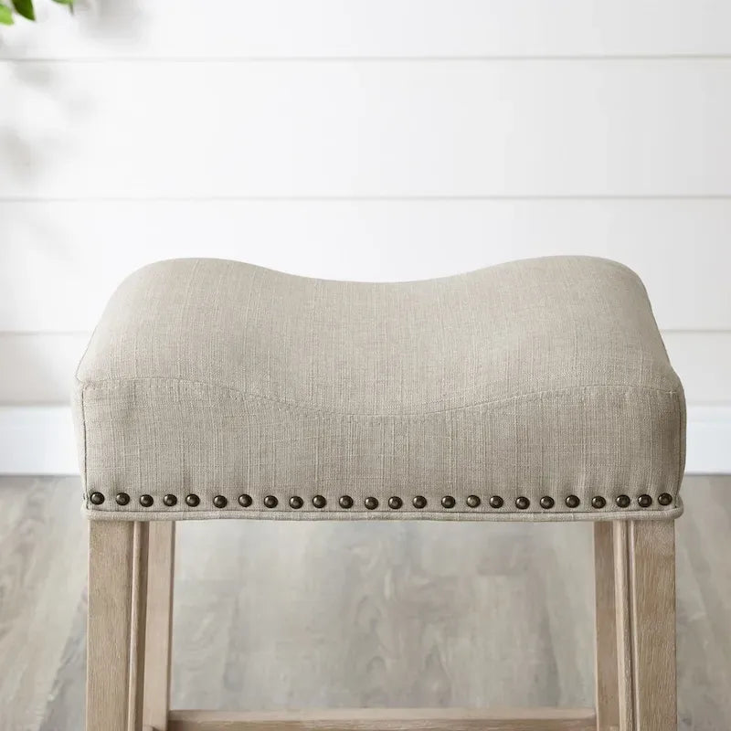 Backless Saddle Seat Counter Stools with A-Frame Wood Base – 2 Piece