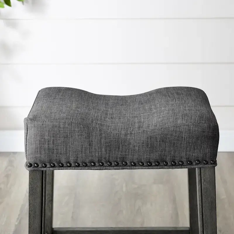 Backless Saddle Seat Counter Stools with A-Frame Wood Base – 2 Piece