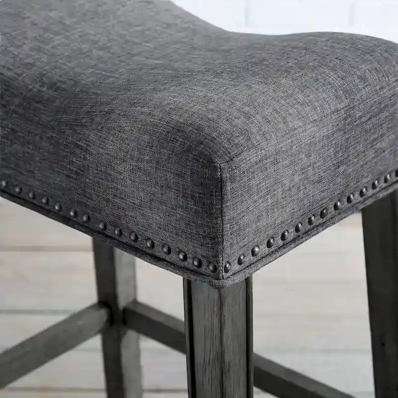 Backless Saddle Seat Counter Stools with A-Frame Wood Base – 2 Piece
